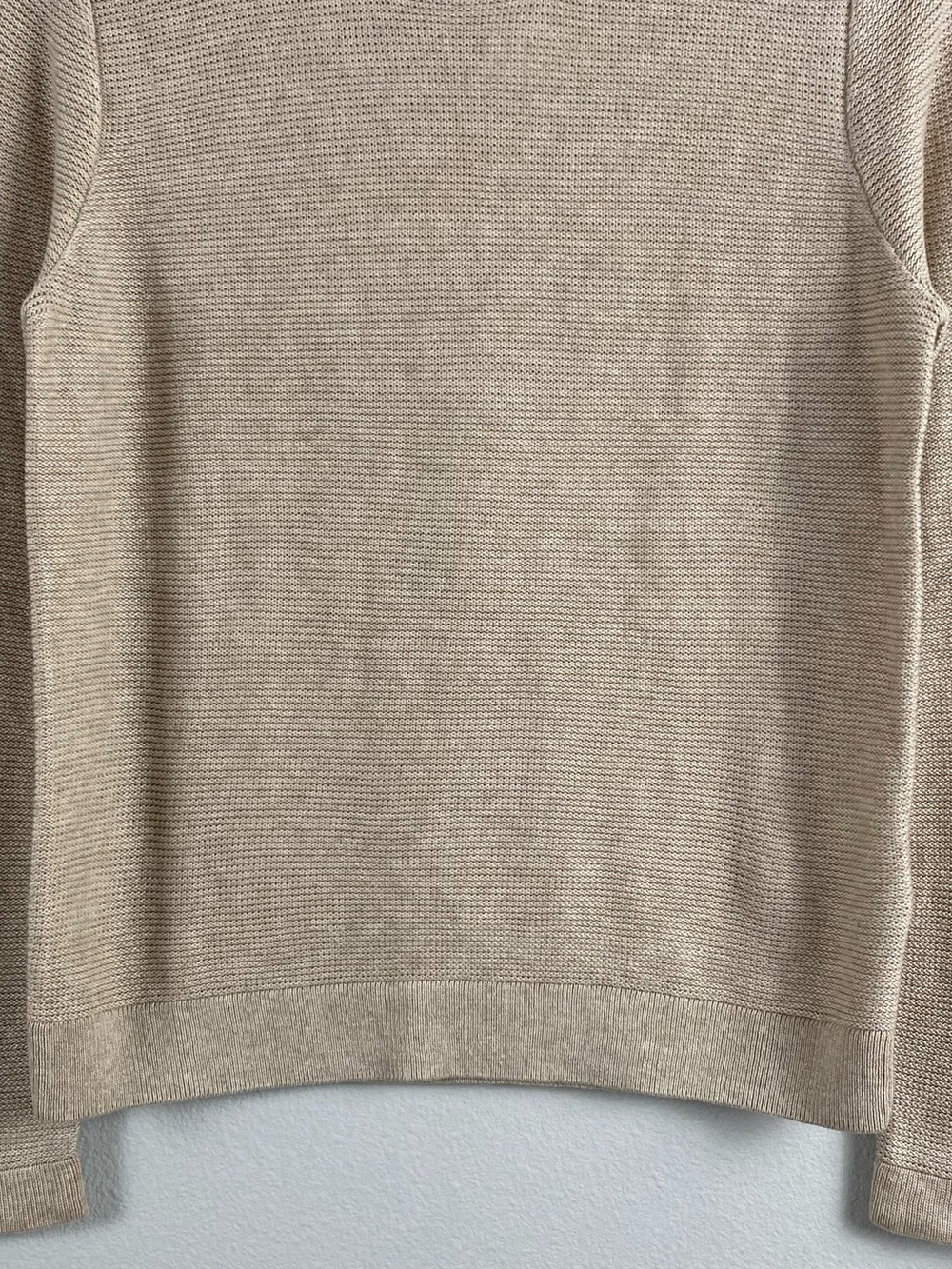 J. Crew Factory Scalloped Long Sleeve Crewneck Sweater | Heather Sandalwood - Picture 4 of 16